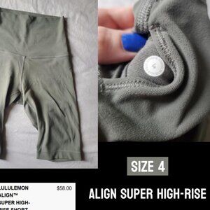 Lululemon size 4 Super High Rise Align Shorts - Grey Sage
